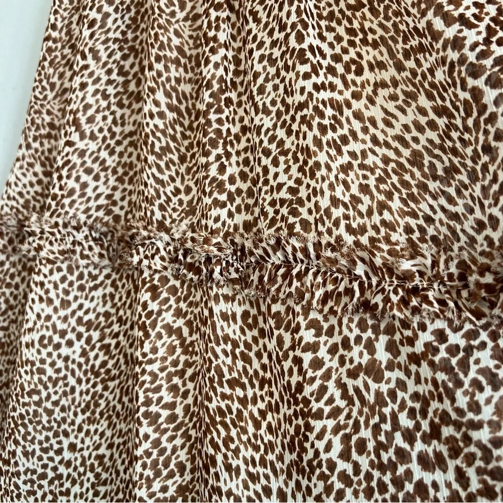 1. STATE sleeveless animal print smock neck tiered midi dress Waistband Sz M - Picture 8 of 15